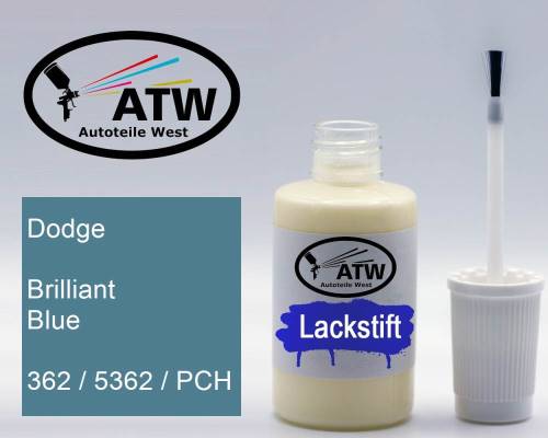 Dodge, Brilliant Blue, 362 / 5362 / PCH: 20ml Lackstift, von ATW Autoteile West.